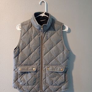 Gray Quilted Vest with Gold Accents